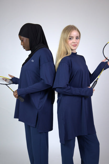 Oversized Double arm Sport Top (Navy Blue)