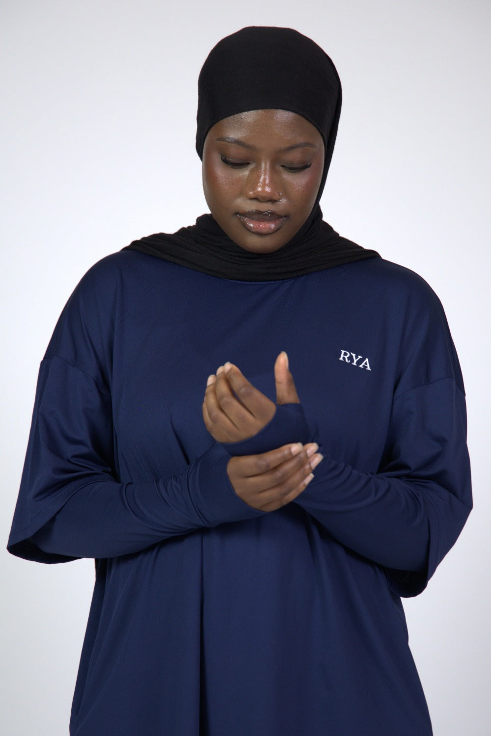 Oversized Double arm Sport Top (Navy Blue)