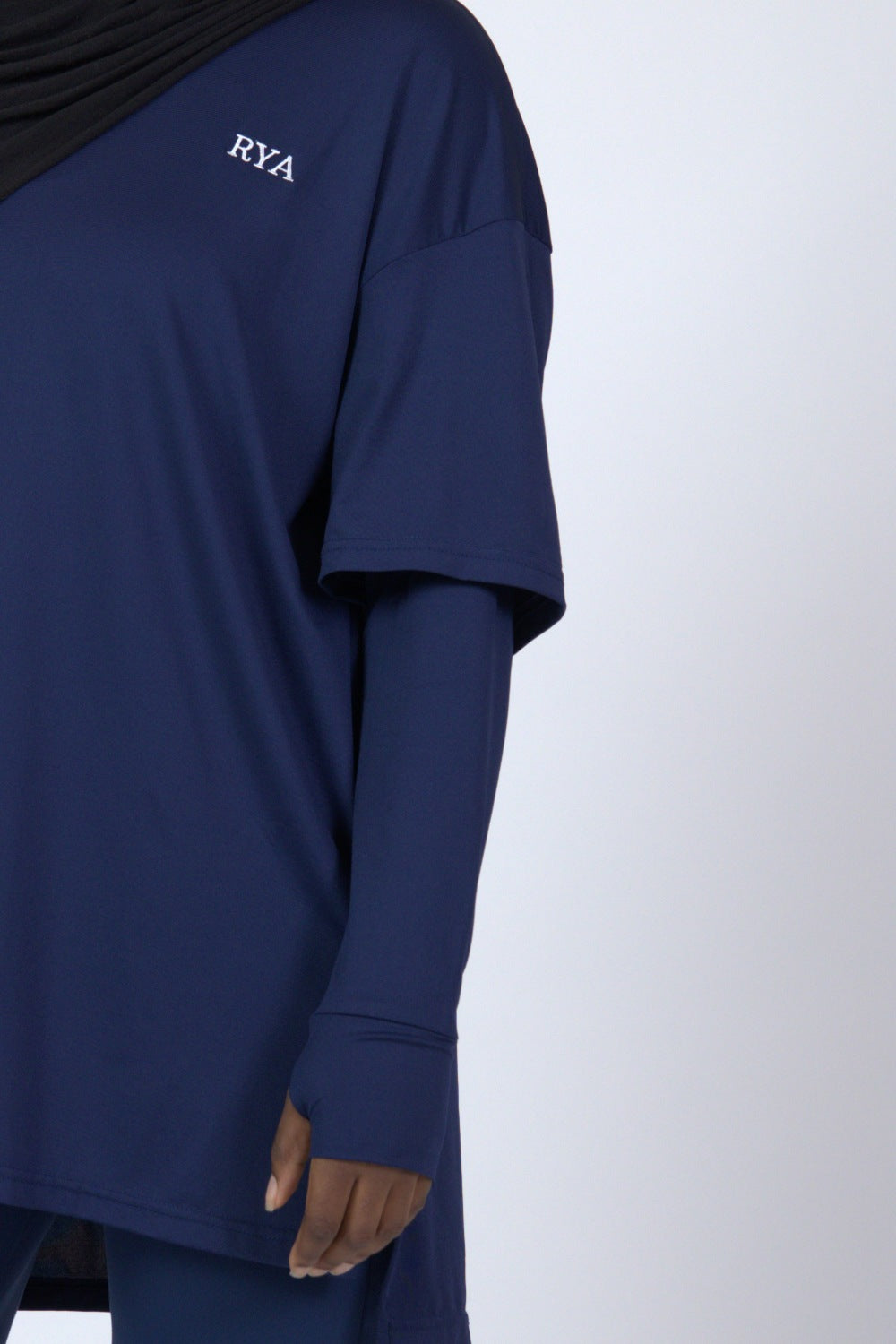 Oversized Double arm Sport Top (Navy Blue)