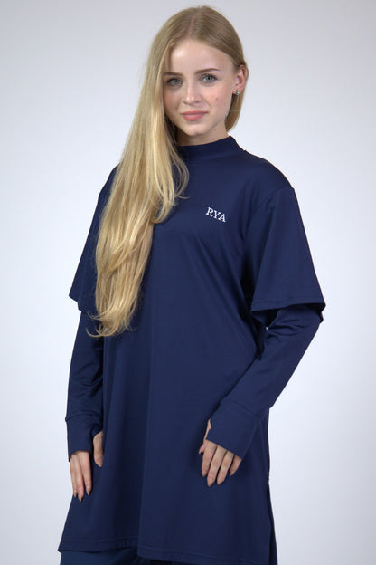 Oversized Double arm Sport Top (Navy Blue)