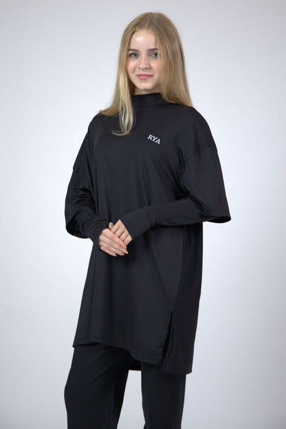 Oversized Double arm Sport Top (Black)